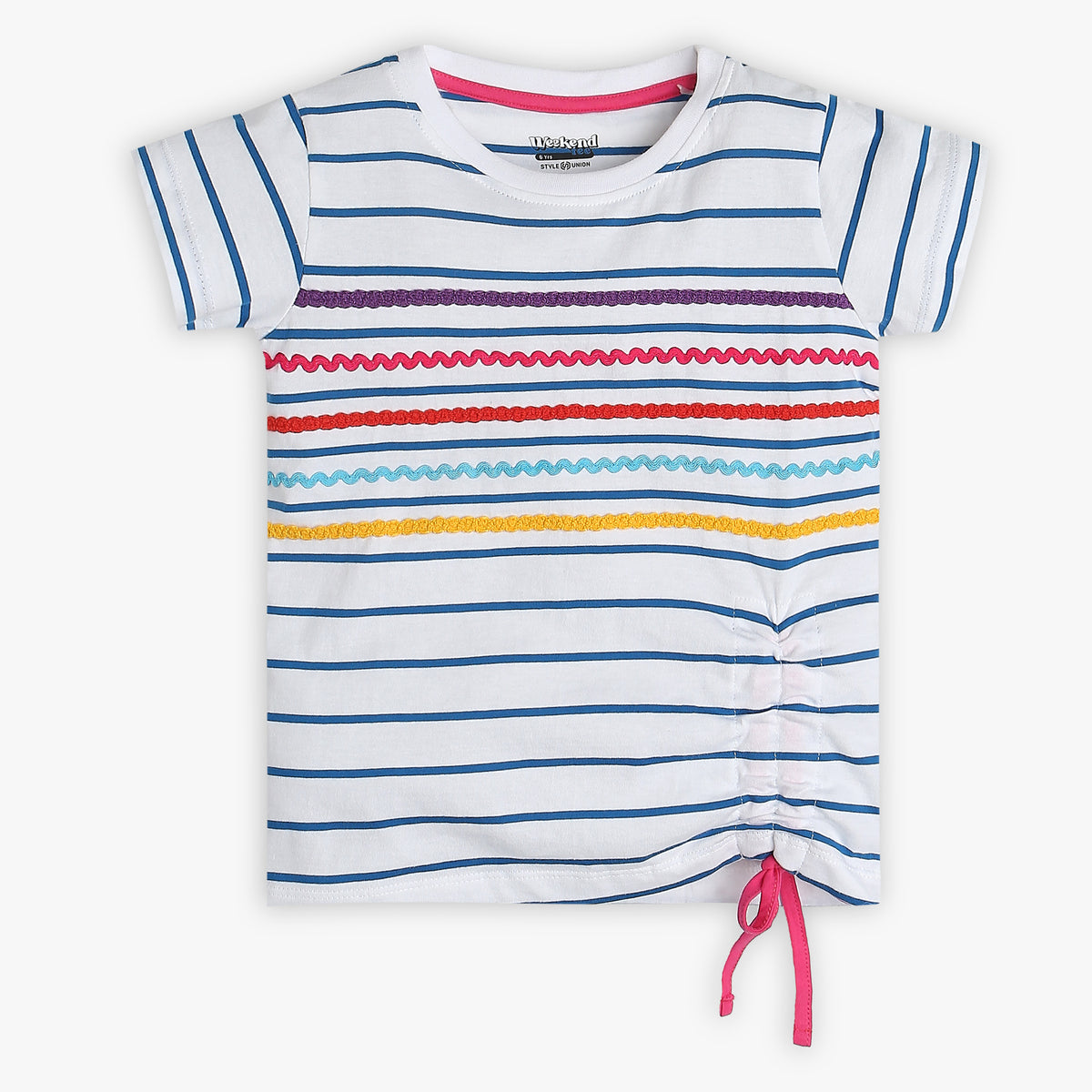 Girls Regular Fit Striped T-Shirt