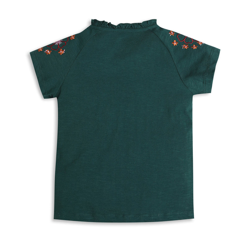 Girls Regular Fit Embroidered T-Shirt