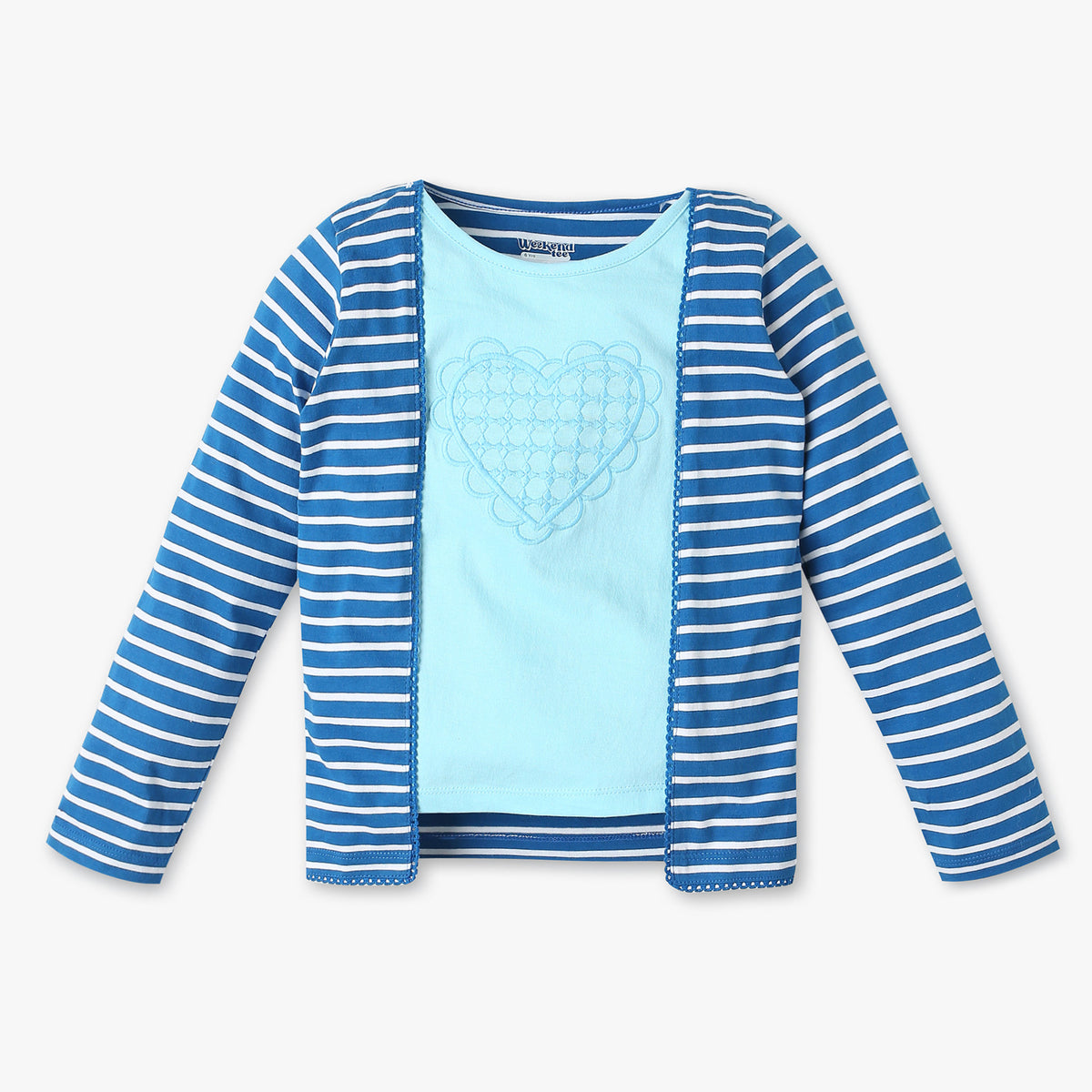 Girls Striped Crew Neck T-Shirt