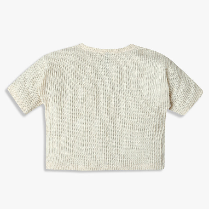 Girls Jacquard Weekend Scoop Neck Crop T-Shirt