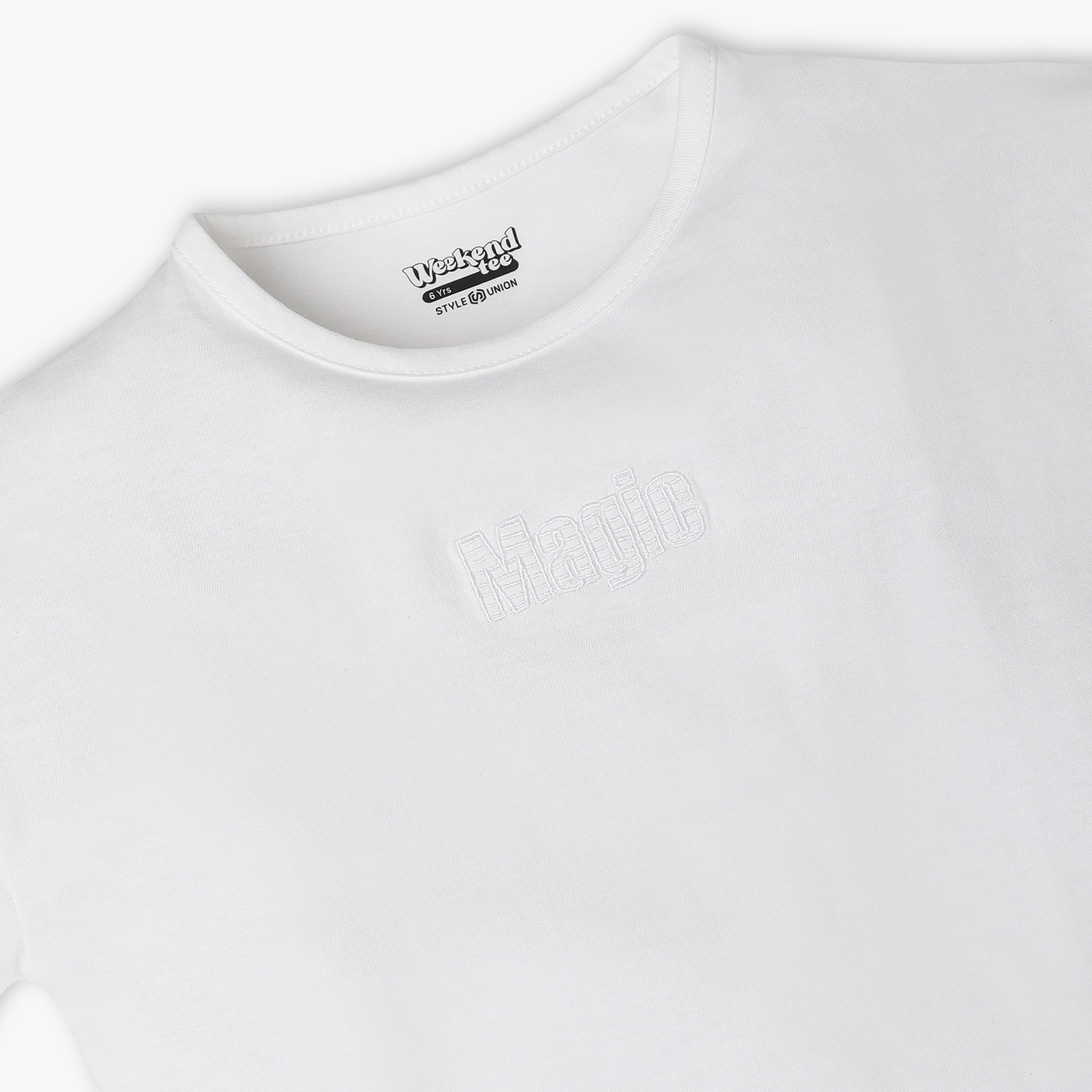 Girls Boxy Fit Solid Crew Neck Short Sleeve T-Shirt