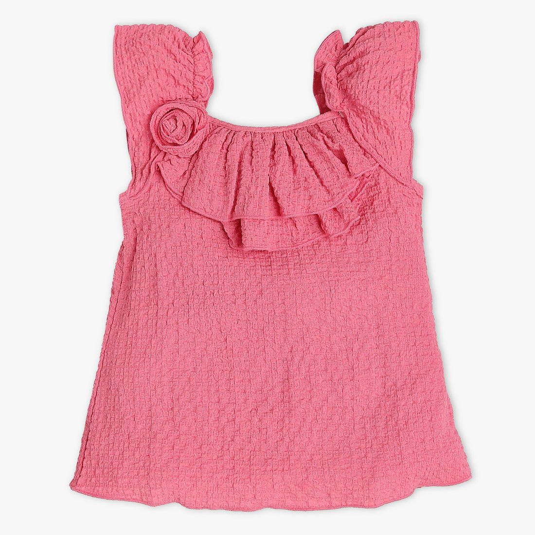 Girls Regular Fit Solid Square Neck Short Sleeve Top