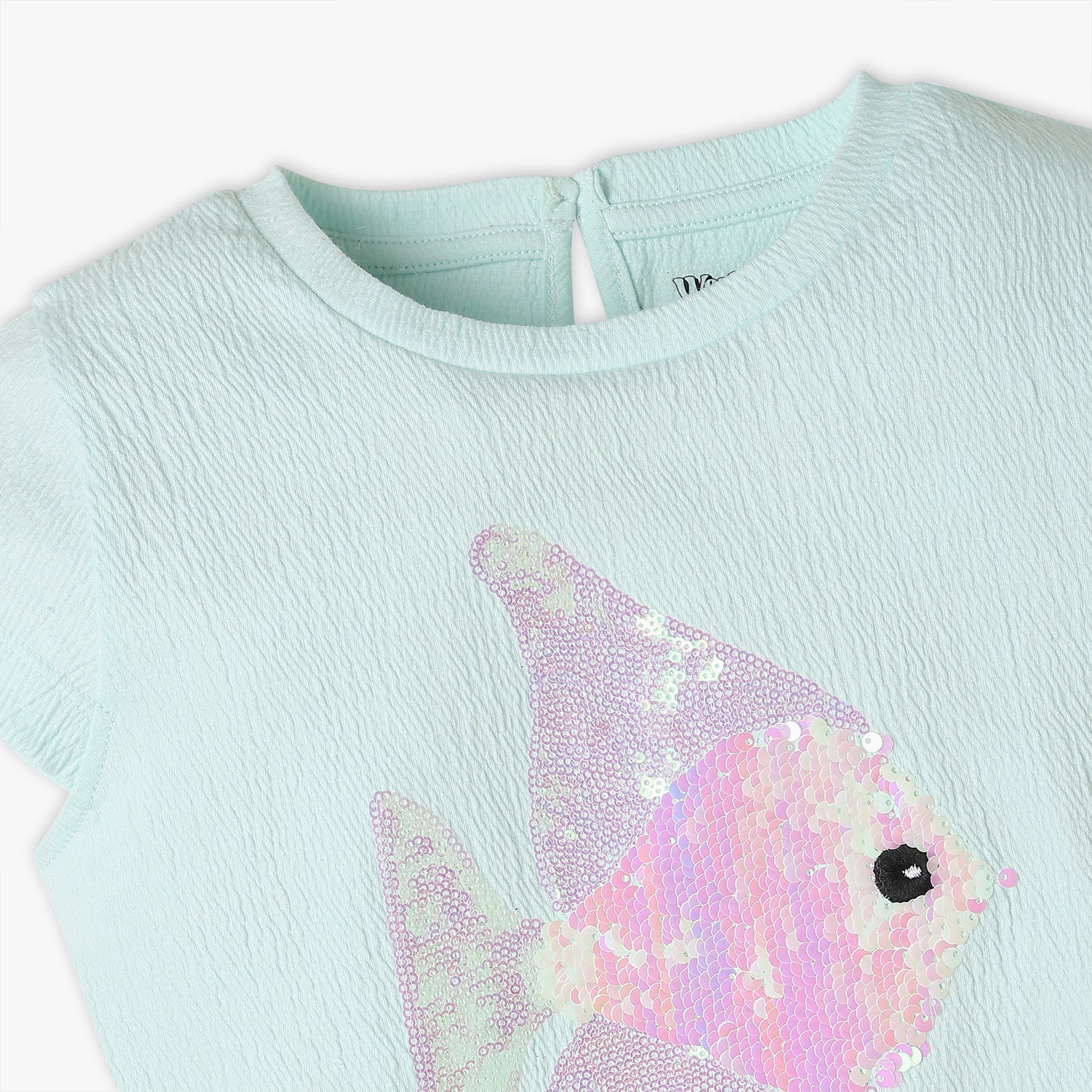 Girls Regular Fit Embellished Scoop Neck T-Shirt