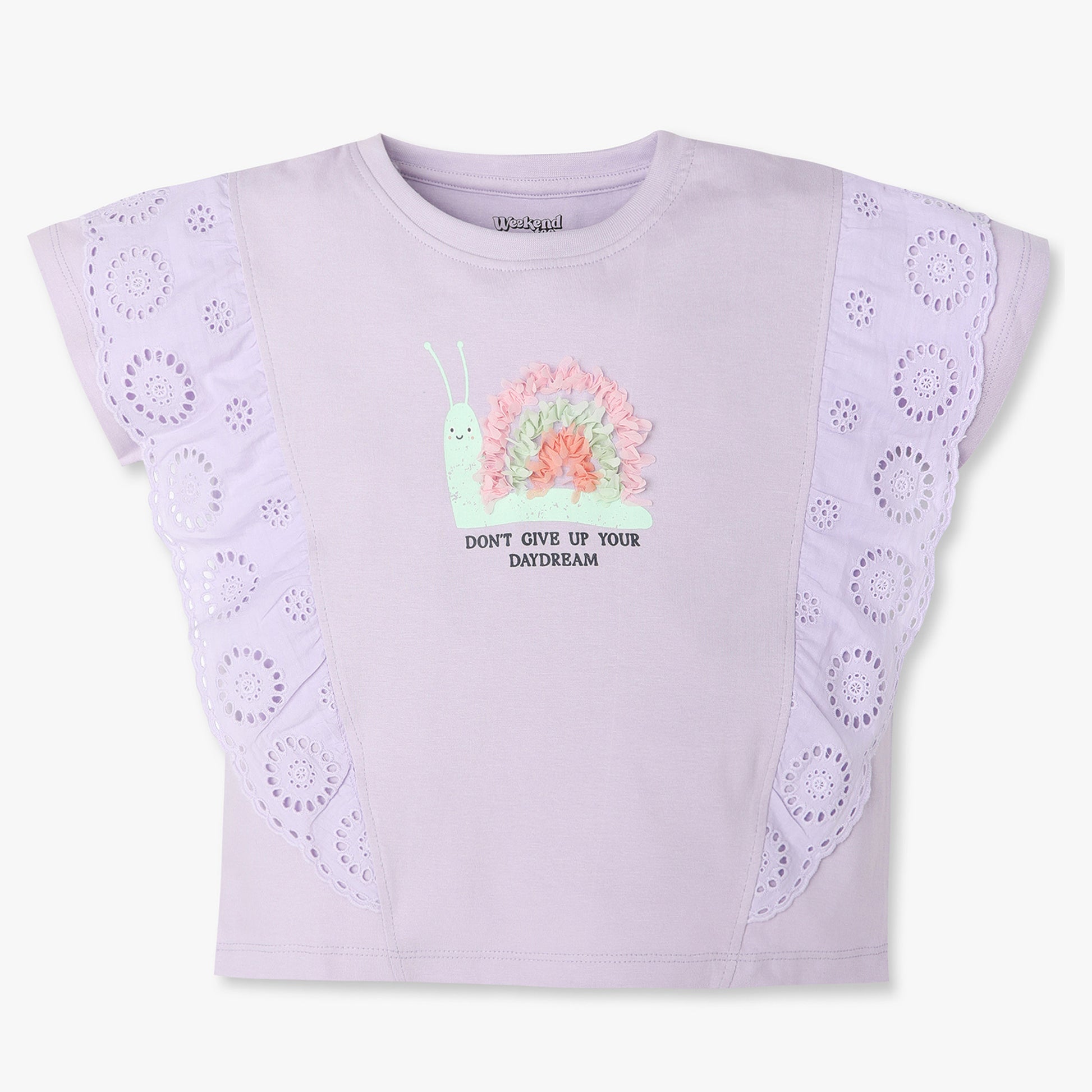 Girls Regular Fit Solid Crew Neck T-Shirt