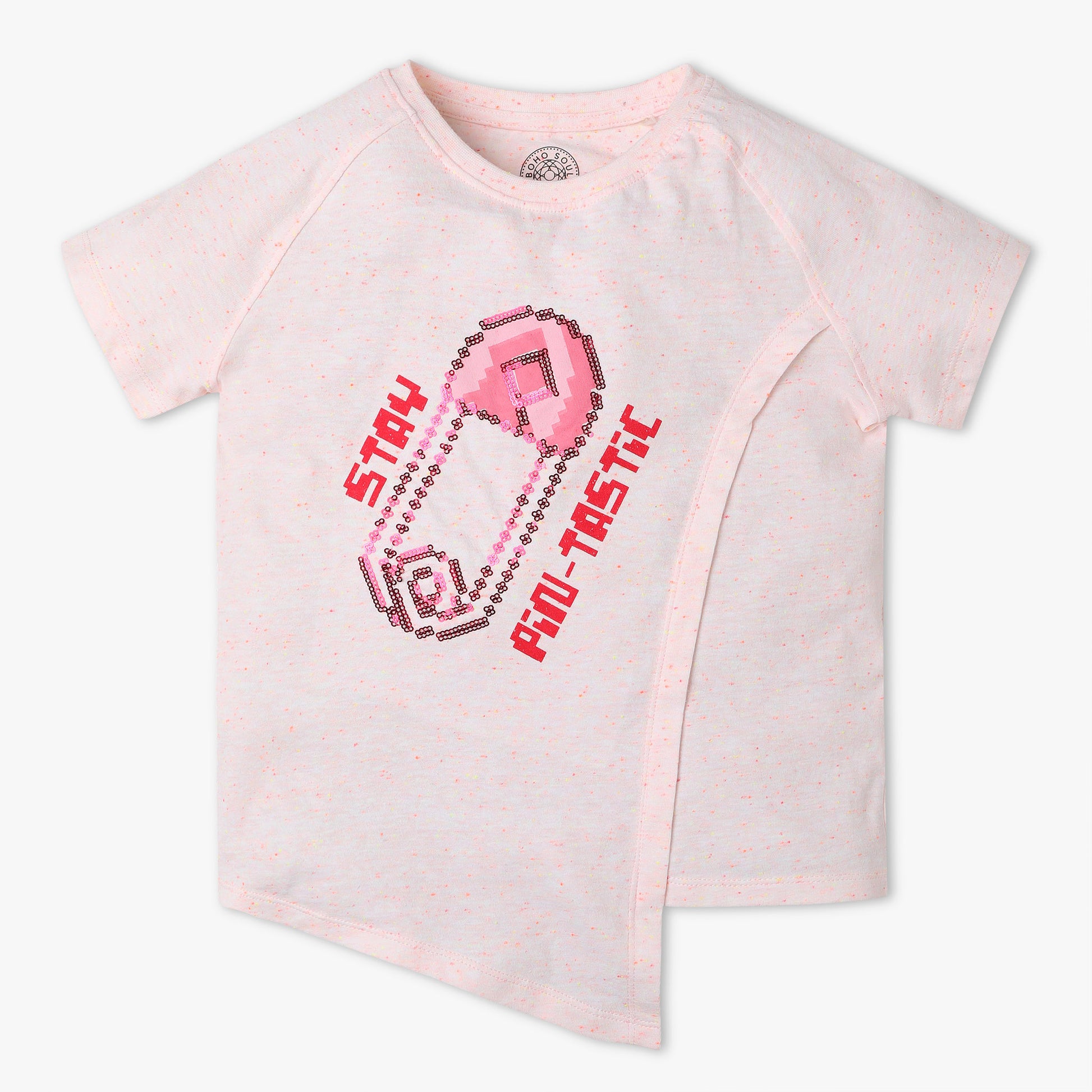 Girls Boxy Fit Printed Crew Neck T-Shirt