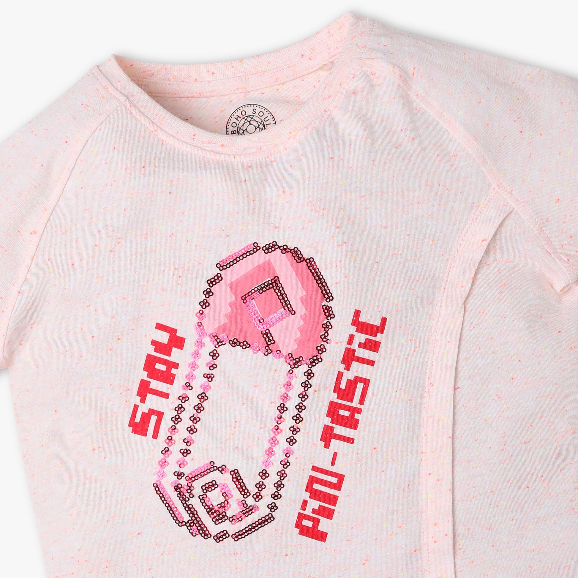 Girls Boxy Fit Printed Crew Neck T-Shirt