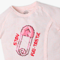 Girls Boxy Fit Printed Crew Neck T-Shirt