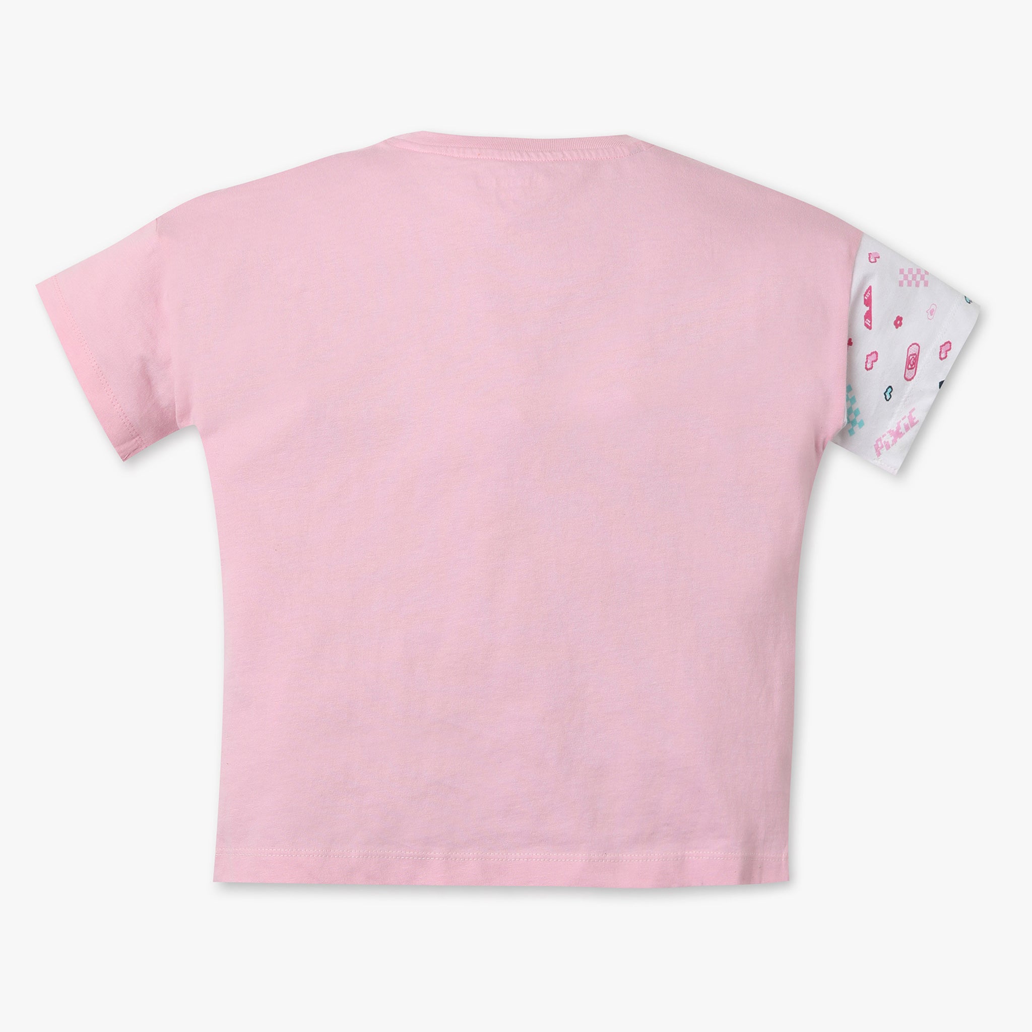 Girls Boxy Fit Cut and Sew Crew Neck T-Shirt