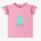 Girls Crew Neck Fashion The Solid "Elevate Your Special Outing Wardrobe with This Exclusive ""Floral Fairytale"" T-Shirt | Cute Cut-Out Detail |  Adorable Fairy Graphic With Soft Petal Embroidery | Rib Fabric For A Comfortable Fit and Easy Movement."