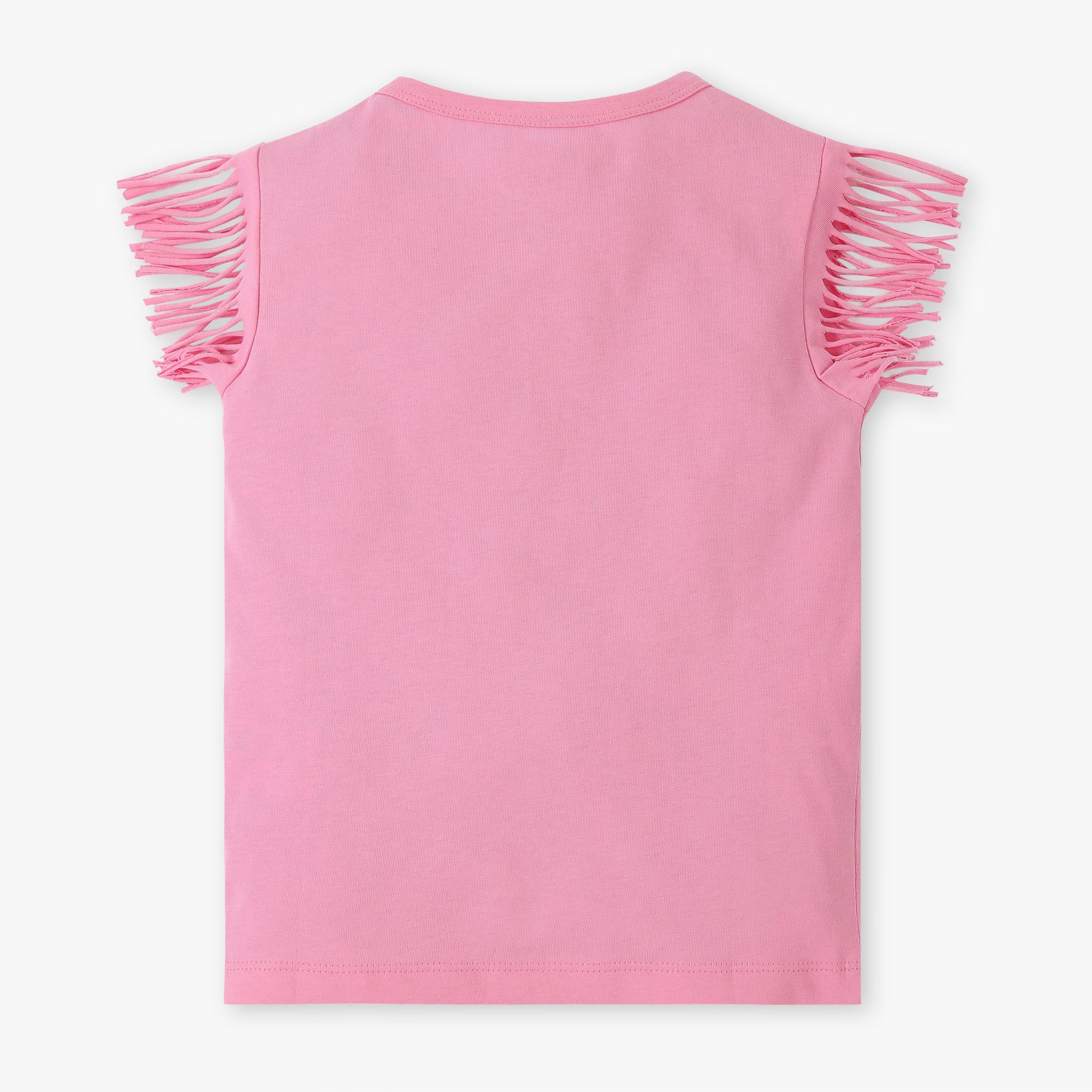 Girls Crew Neck Fashion The Solid "Elevate Your Special Outing Wardrobe with This Exclusive ""Floral Fairytale"" T-Shirt | Cute Cut-Out Detail |  Adorable Fairy Graphic With Soft Petal Embroidery | Rib Fabric For A Comfortable Fit and Easy Movement."