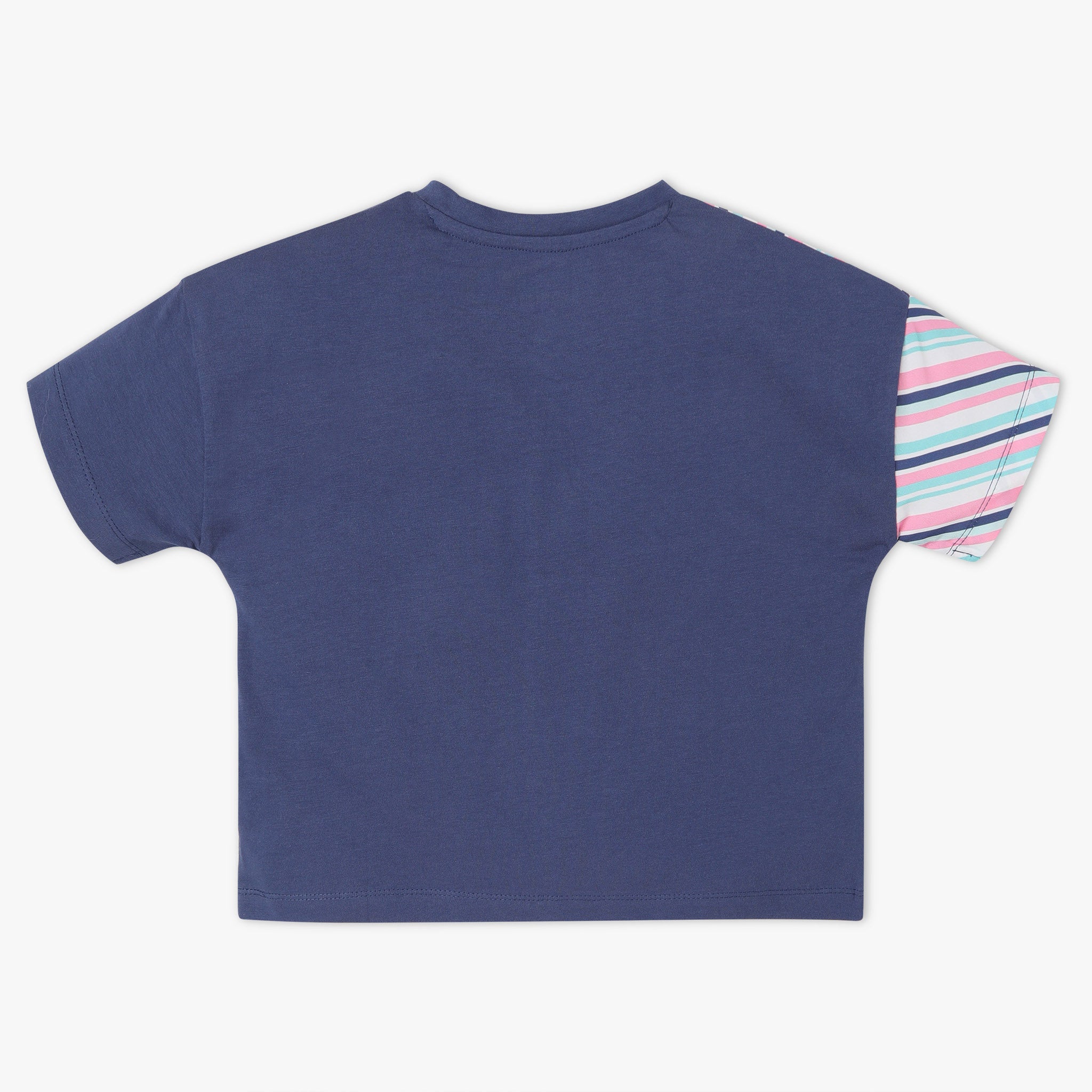 Girls Regular Fit Striped Crew Neck Short Sleeve T-Shirt