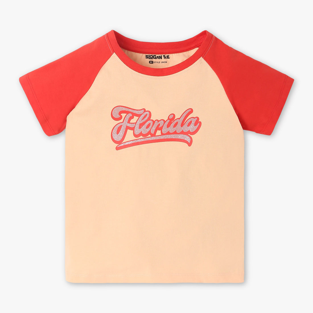 Girls Crew Neck Fashion The Solid "Elevate Your Special Outing Wardrobe with This Exclusive ""Floral Fairytale"" T-Shirt | Cute Cut-Out Detail |  Adorable Fairy Graphic With Soft Petal Embroidery | Rib Fabric For A Comfortable Fit and Easy Movement."