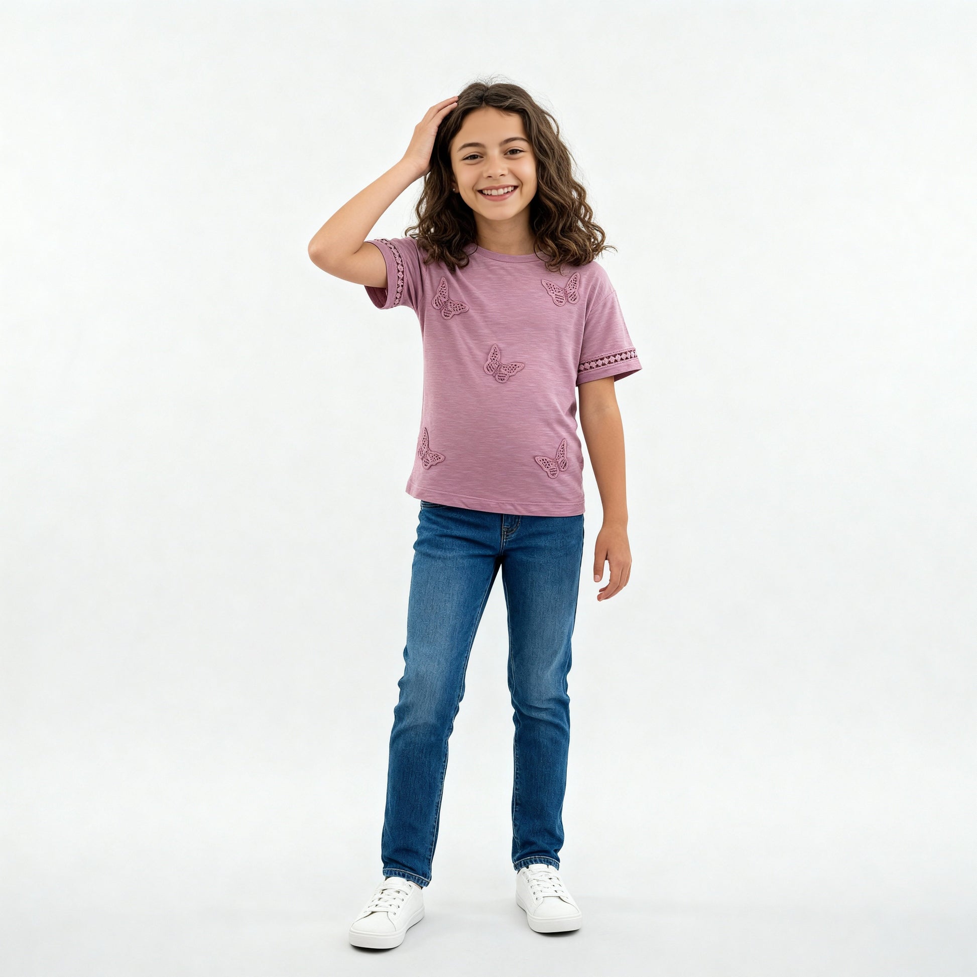 Girls Cotton Crew Neck T-Shirt