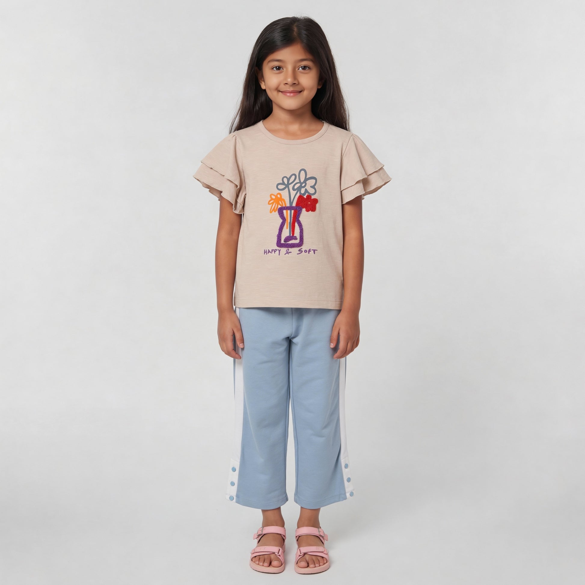Girls Cotton Embroidered Weekend T-Shirt