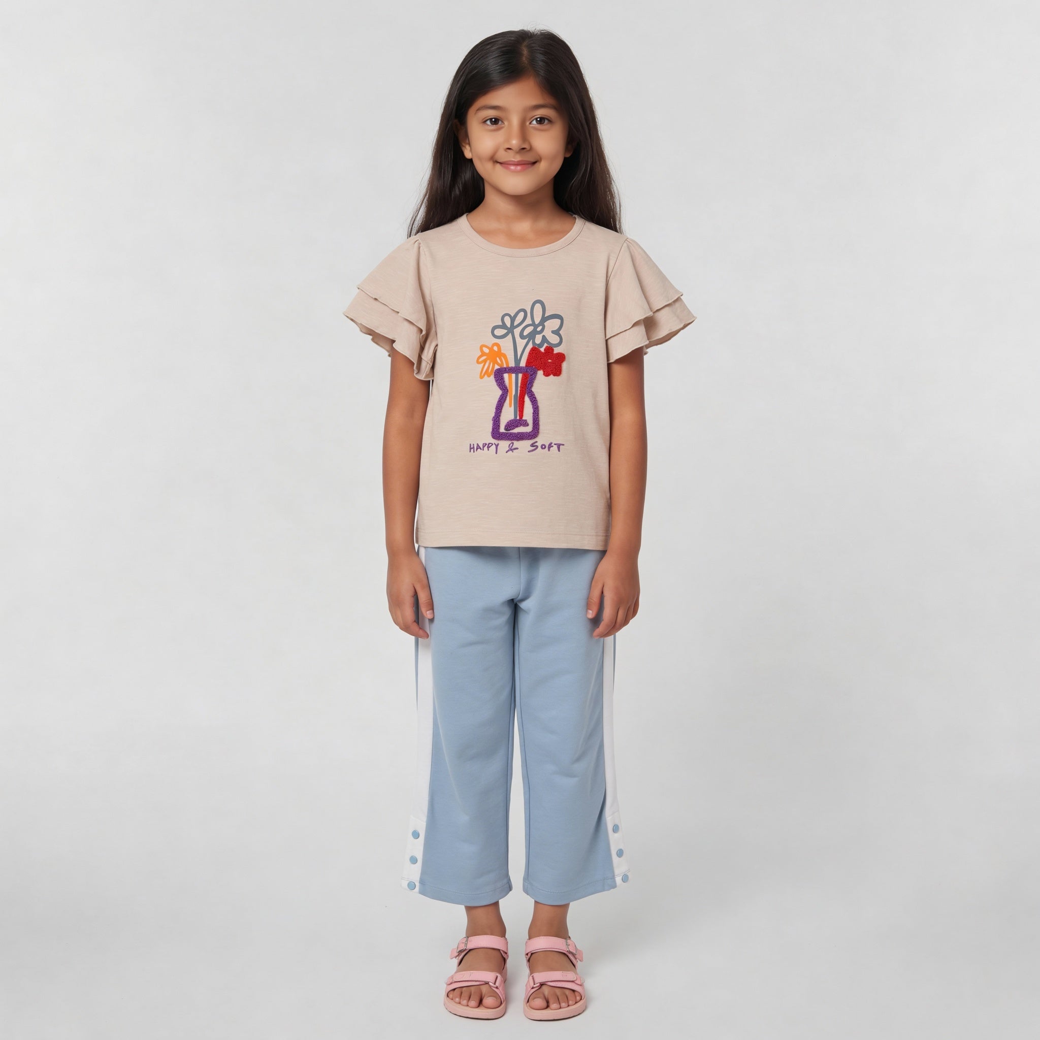 Girls Cotton Embroidered Weekend T-Shirt