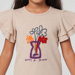 Girls Cotton Embroidered Weekend T-Shirt