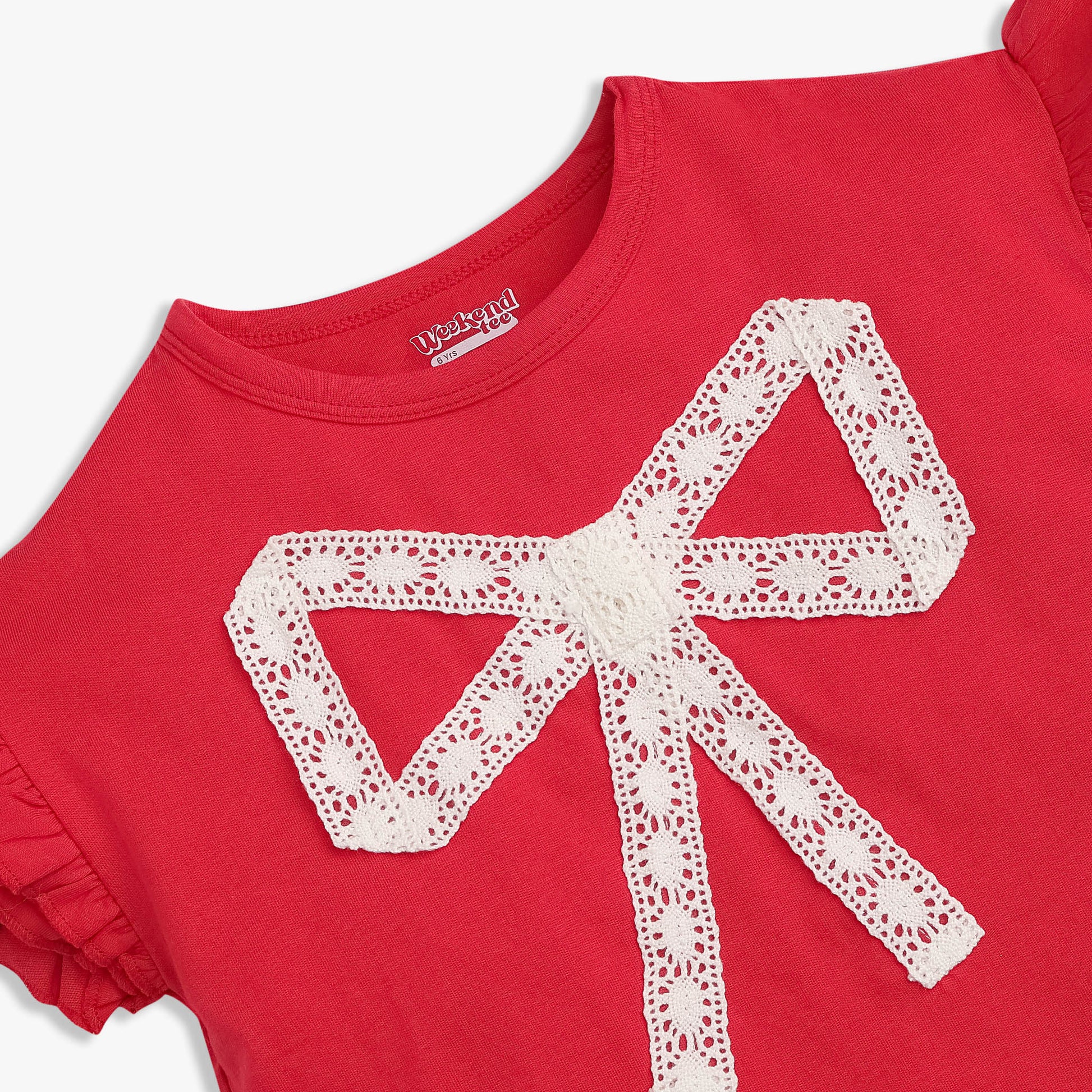 Girls Cotton Embellished Weekend T-Shirt