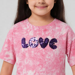 Girls Cotton Tie - Dye Skiddle T-Shirt
