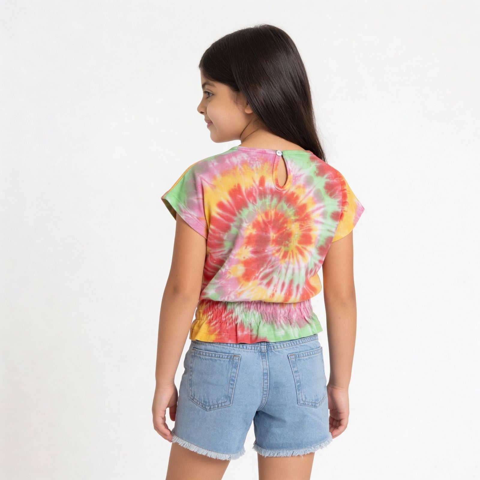 Girls Cotton Embellished Tie & Dye T-Shirt