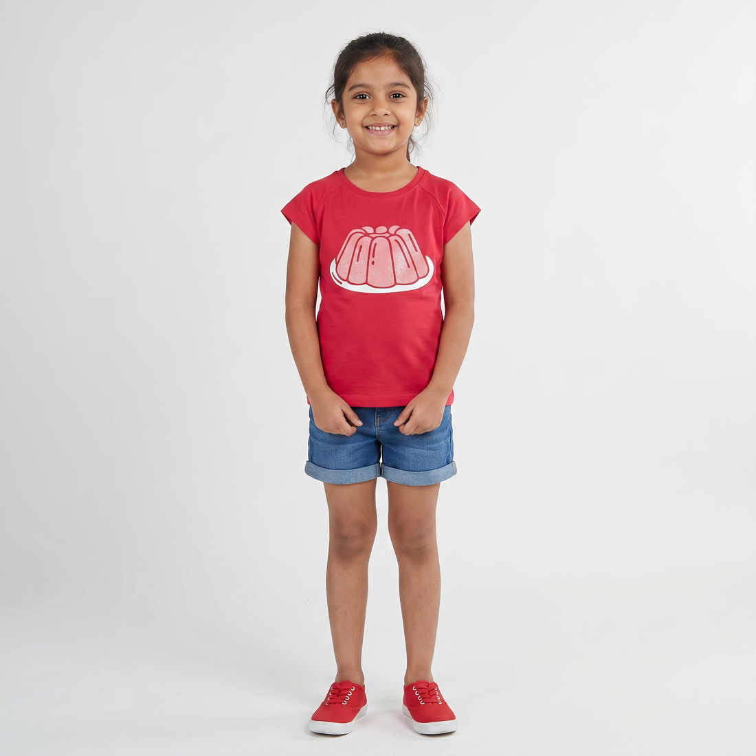 Girls Cotton Embellished T-Shirt