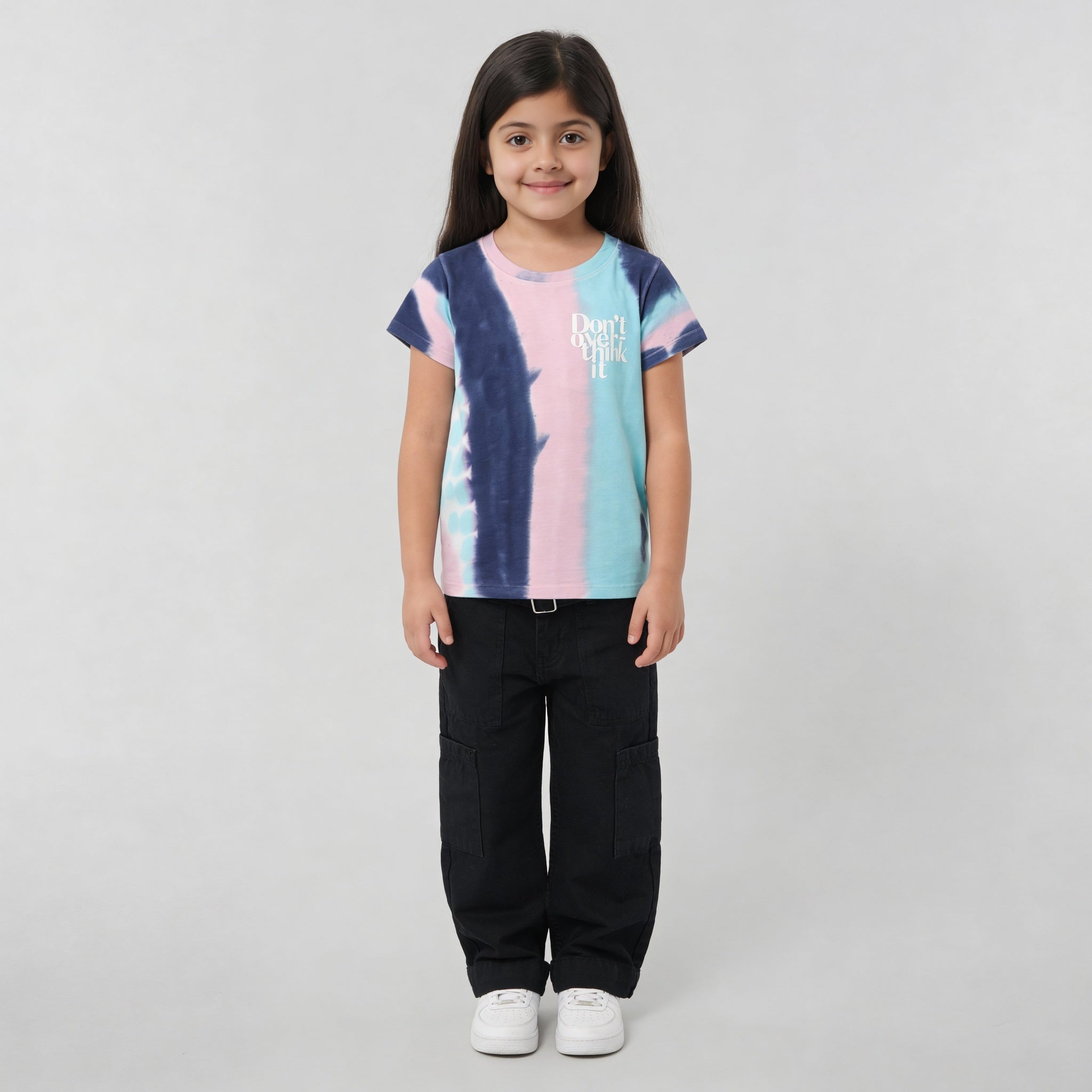 Girls Cotton Tie - Dye Cartoon Cowboy T-Shirt