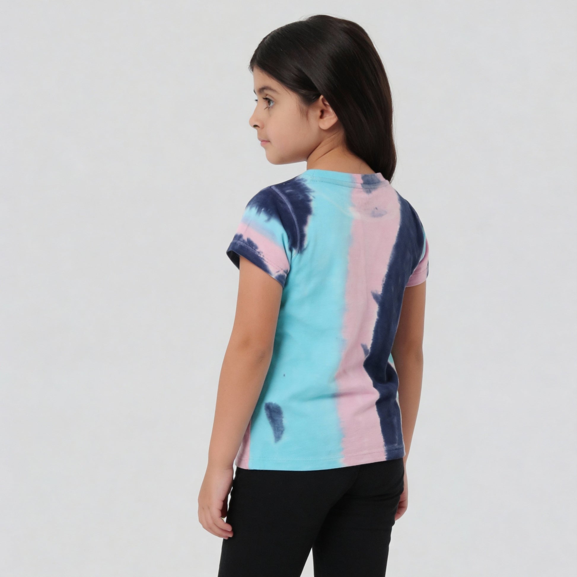 Girls Cotton Tie - Dye Cartoon Cowboy T-Shirt