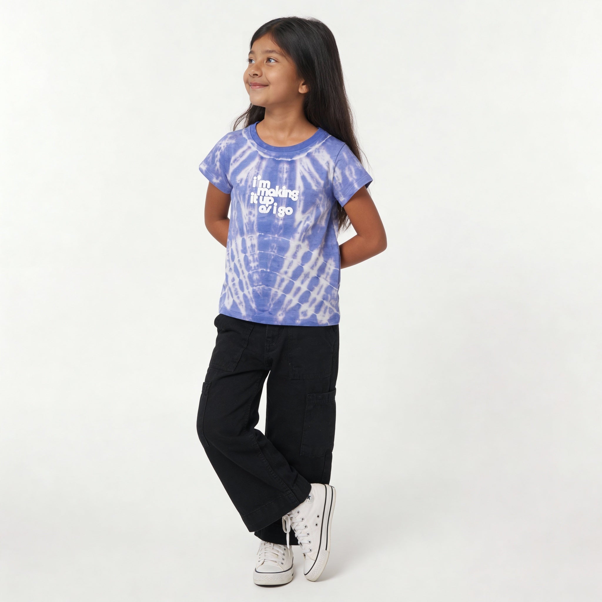 Girls Cotton Tie - Dye Pop Petals T-Shirt