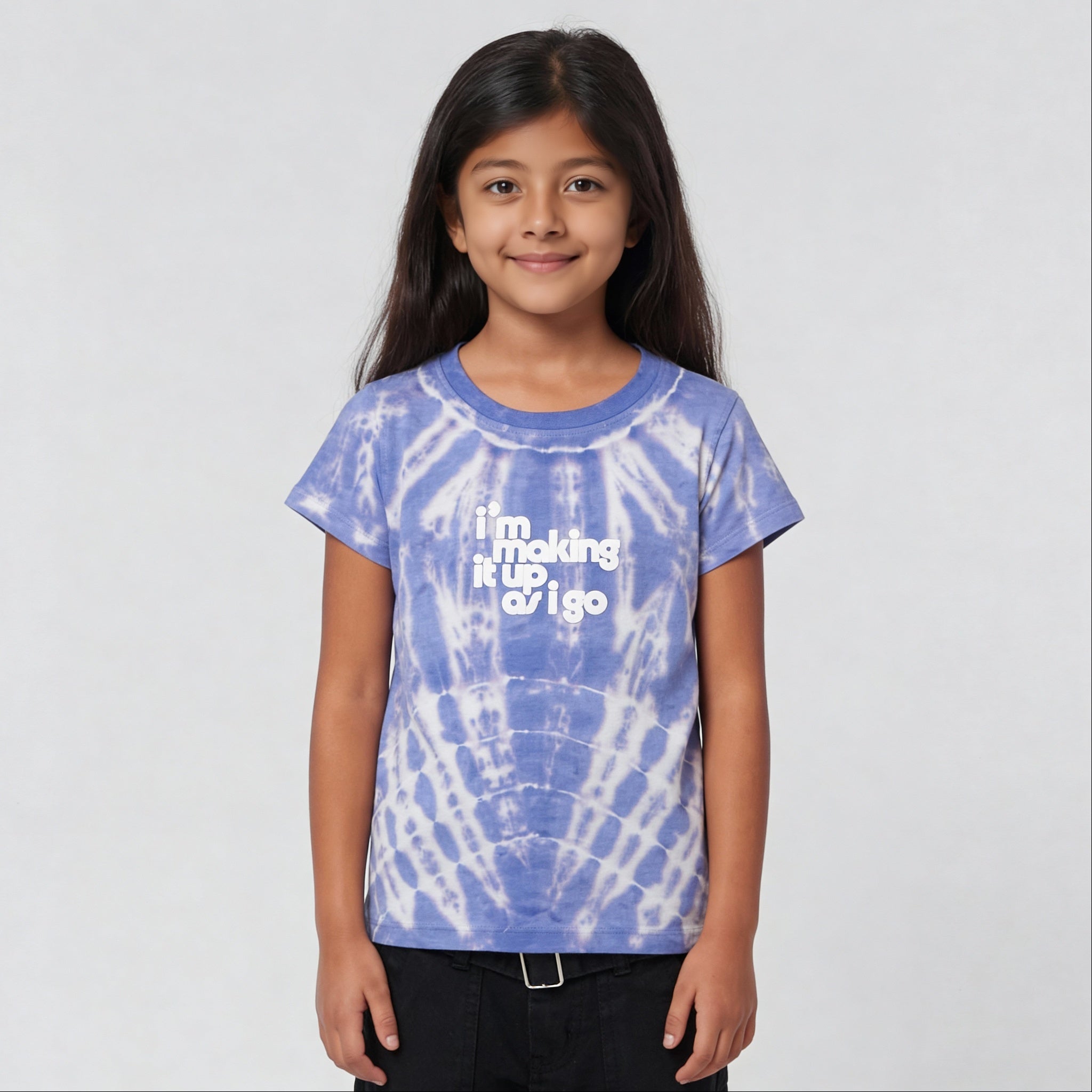 Girls Cotton Tie - Dye Pop Petals T-Shirt
