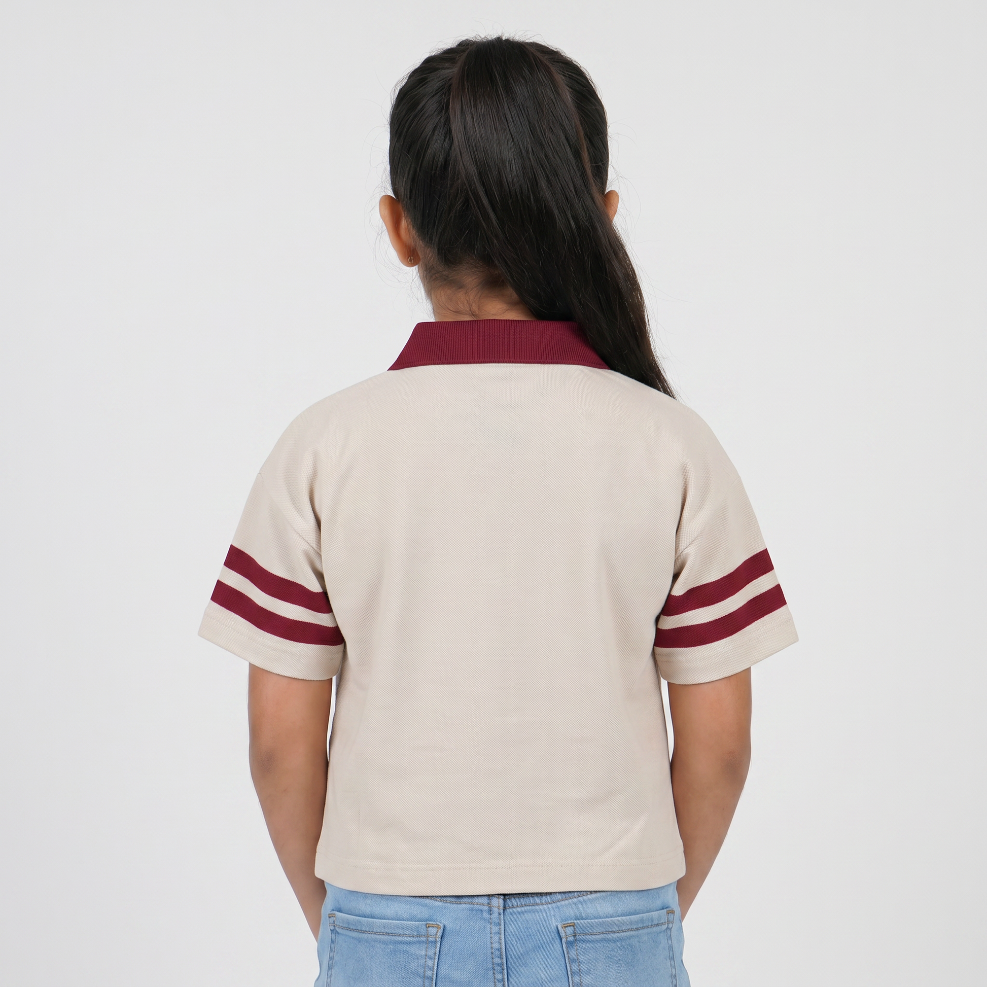 Girls Cotton Graphic Polo T-Shirt