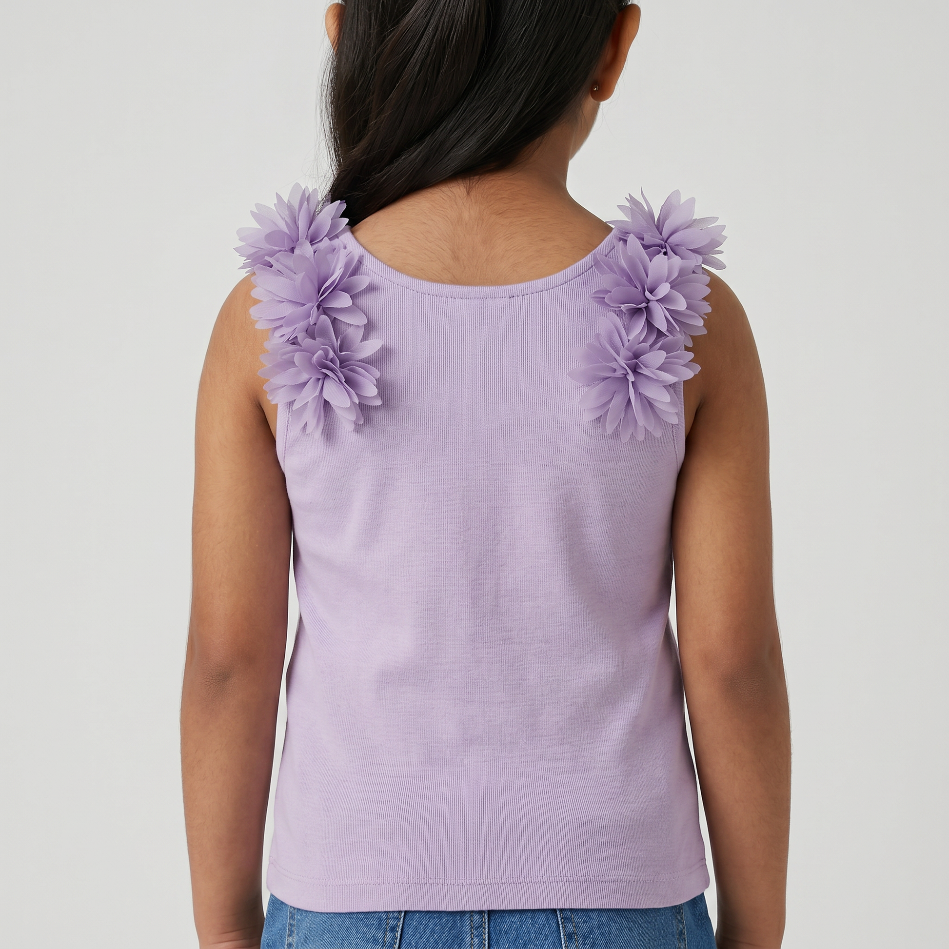 Girls Cotton Solid Crew Neck T-Shirt