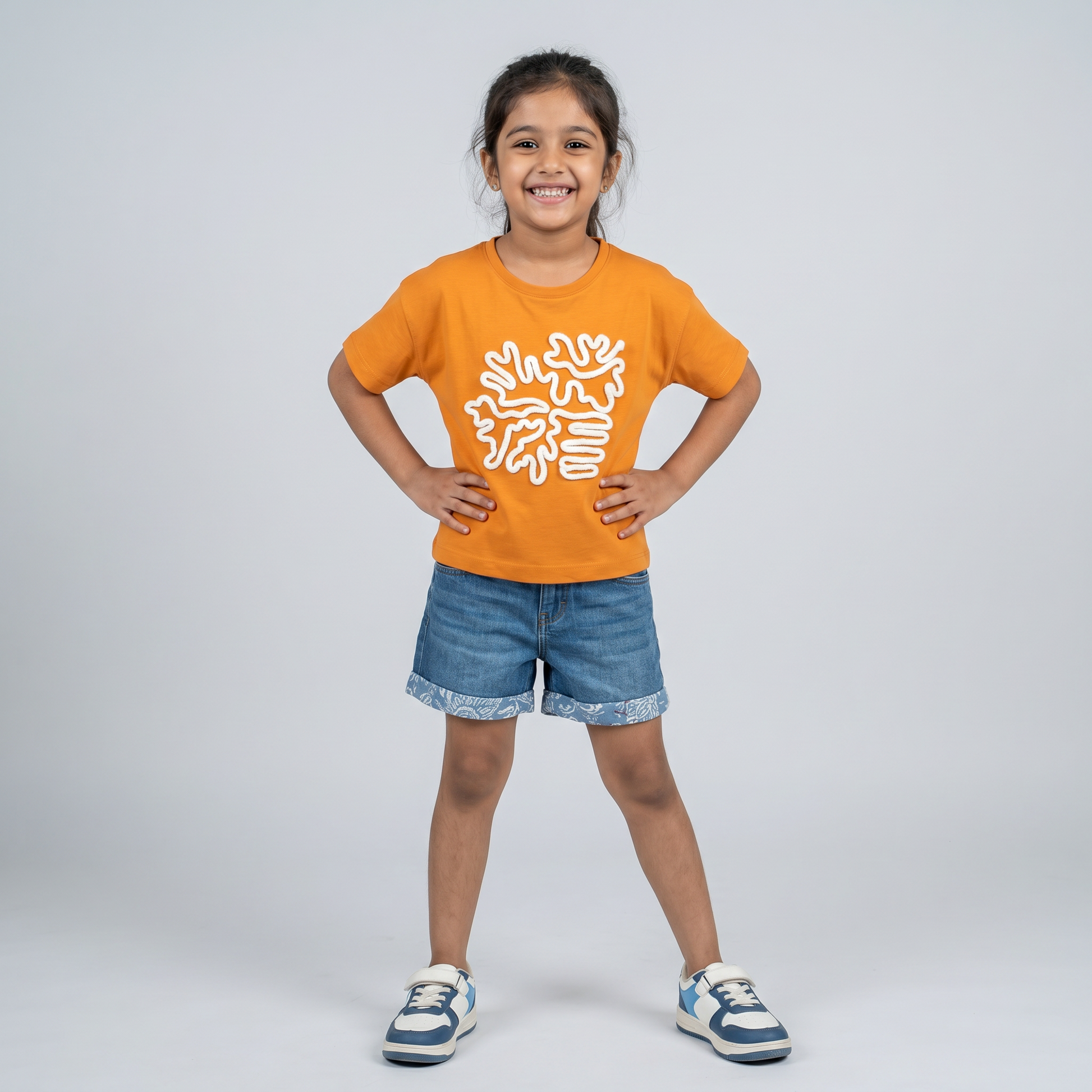 Girls Cotton Embroidered T-Shirt