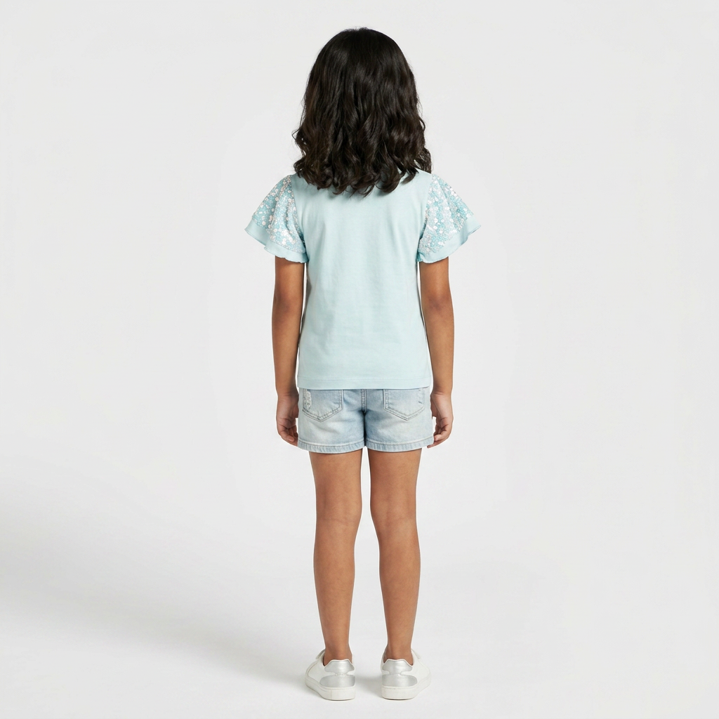 Girls Cotton Embellished T-Shirt