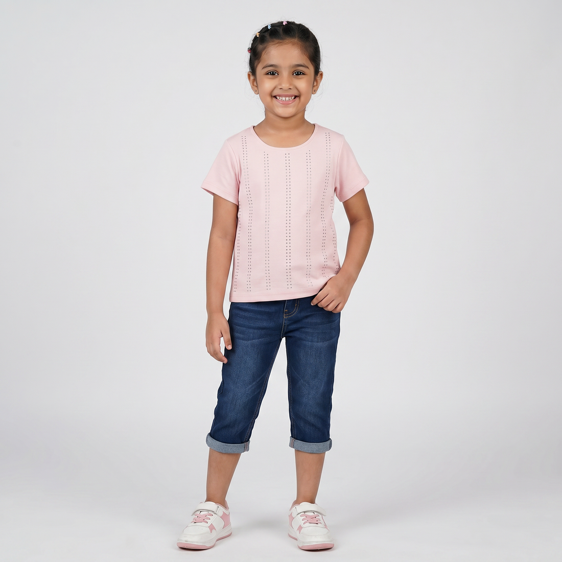 Girls Embellished Crew Neck T-Shirt