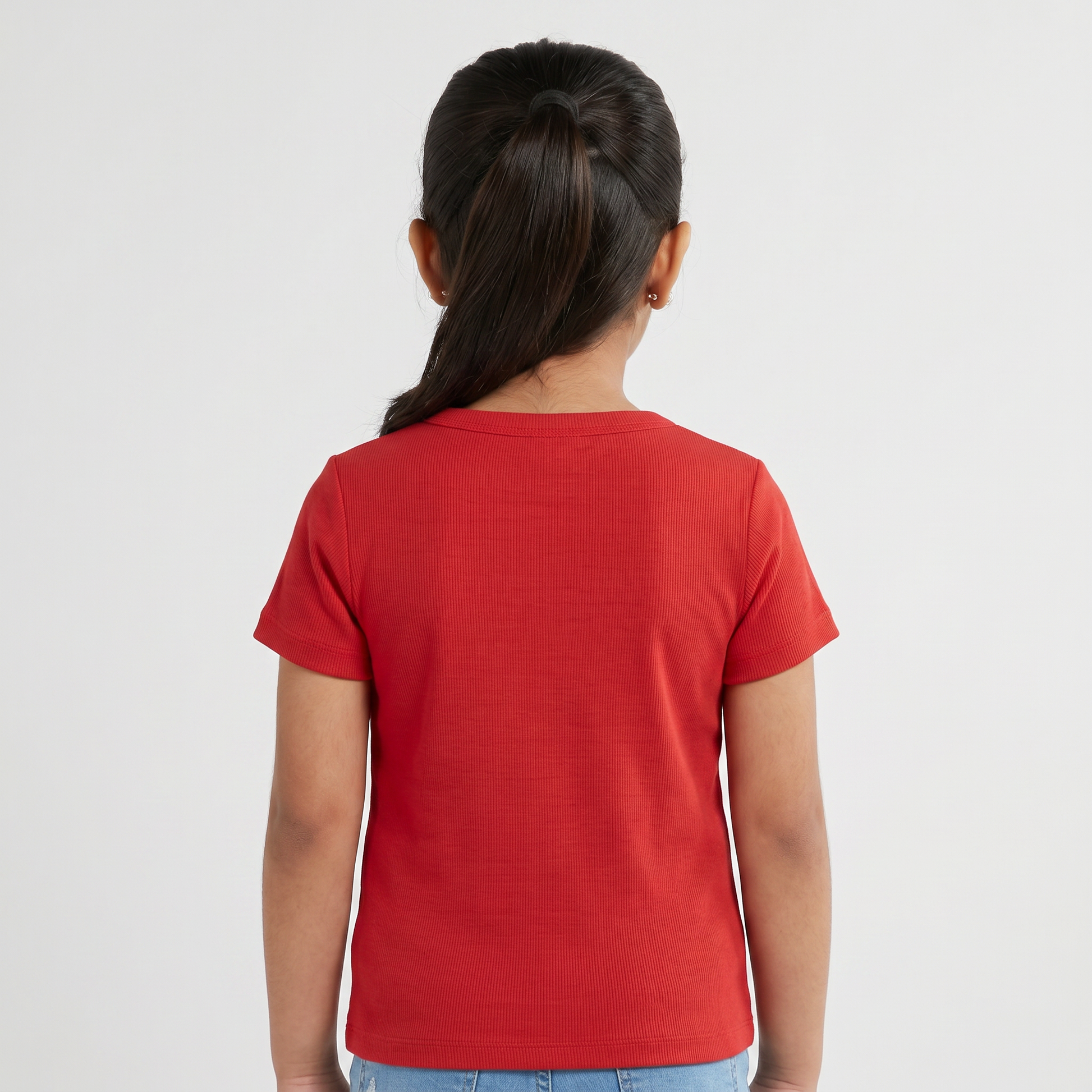 Girls Solid Crew Neck T-Shirt