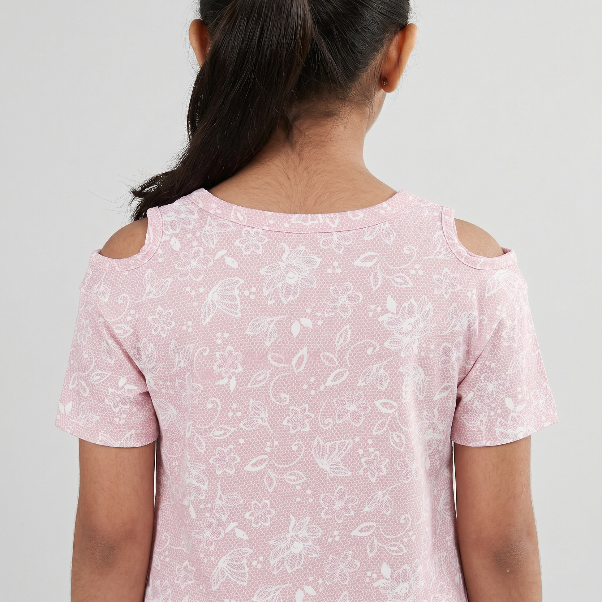 Girls Cotton Printed Crew Neck T-Shirt