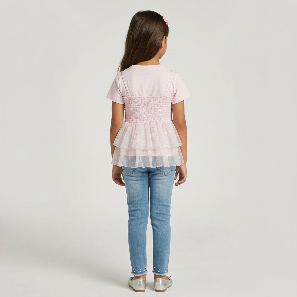 Girls Cotton Embellished T-Shirt