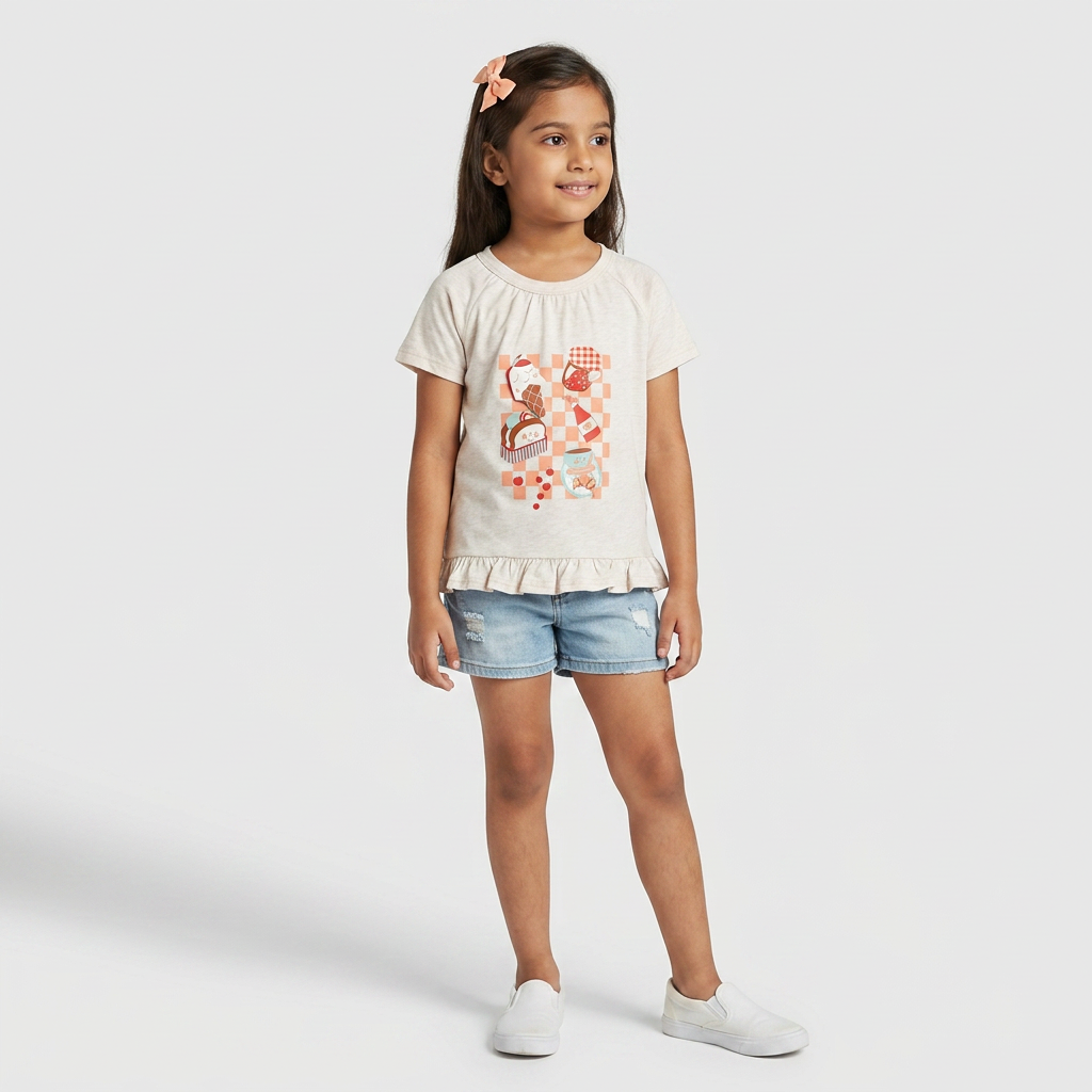 Girls Graphic Crew Neck T-Shirt