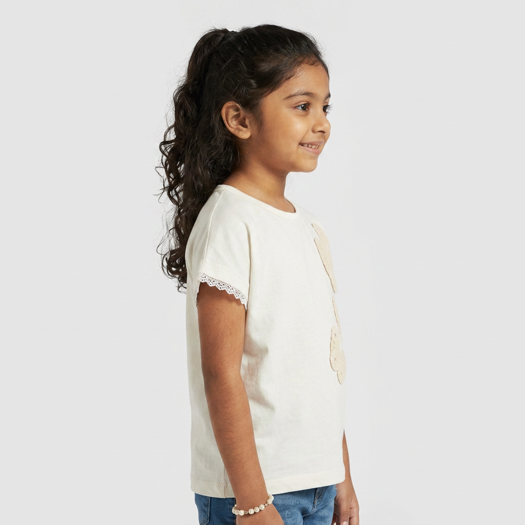 Girls Cotton Crochet T-Shirt