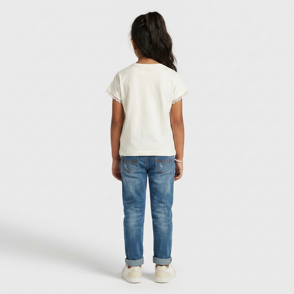 Girls Cotton Crochet T-Shirt