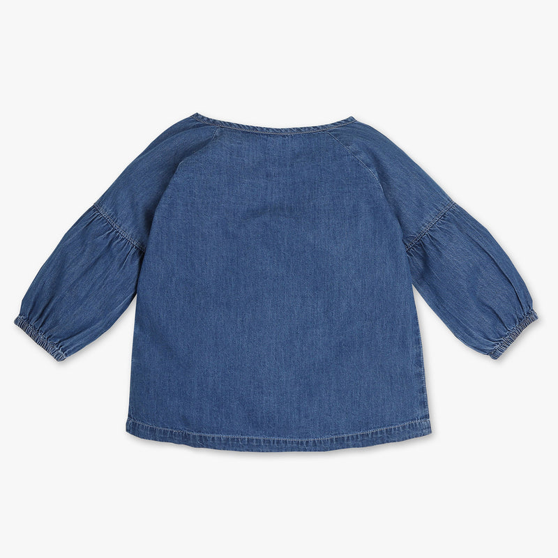 Girls Solid Denim Top