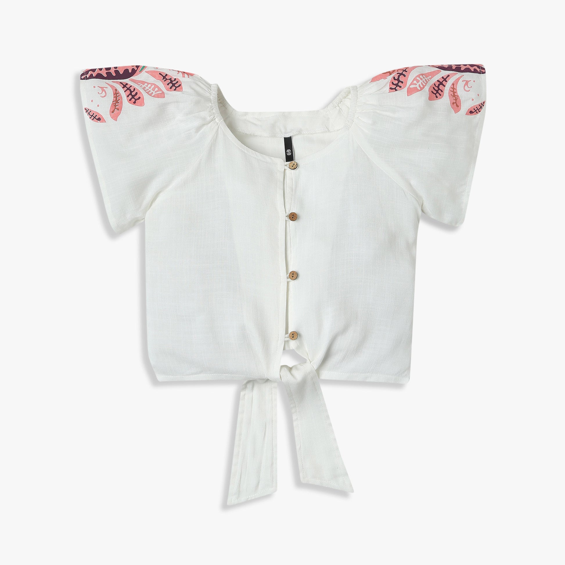 Girls Printed A-Line Tie-Up Top