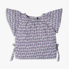 Girls Printed A-Line Binding Tape Detail Top with Flared Raglan Sleeve Fabric Top