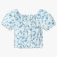 Girls Printed Square Neck Woven Top