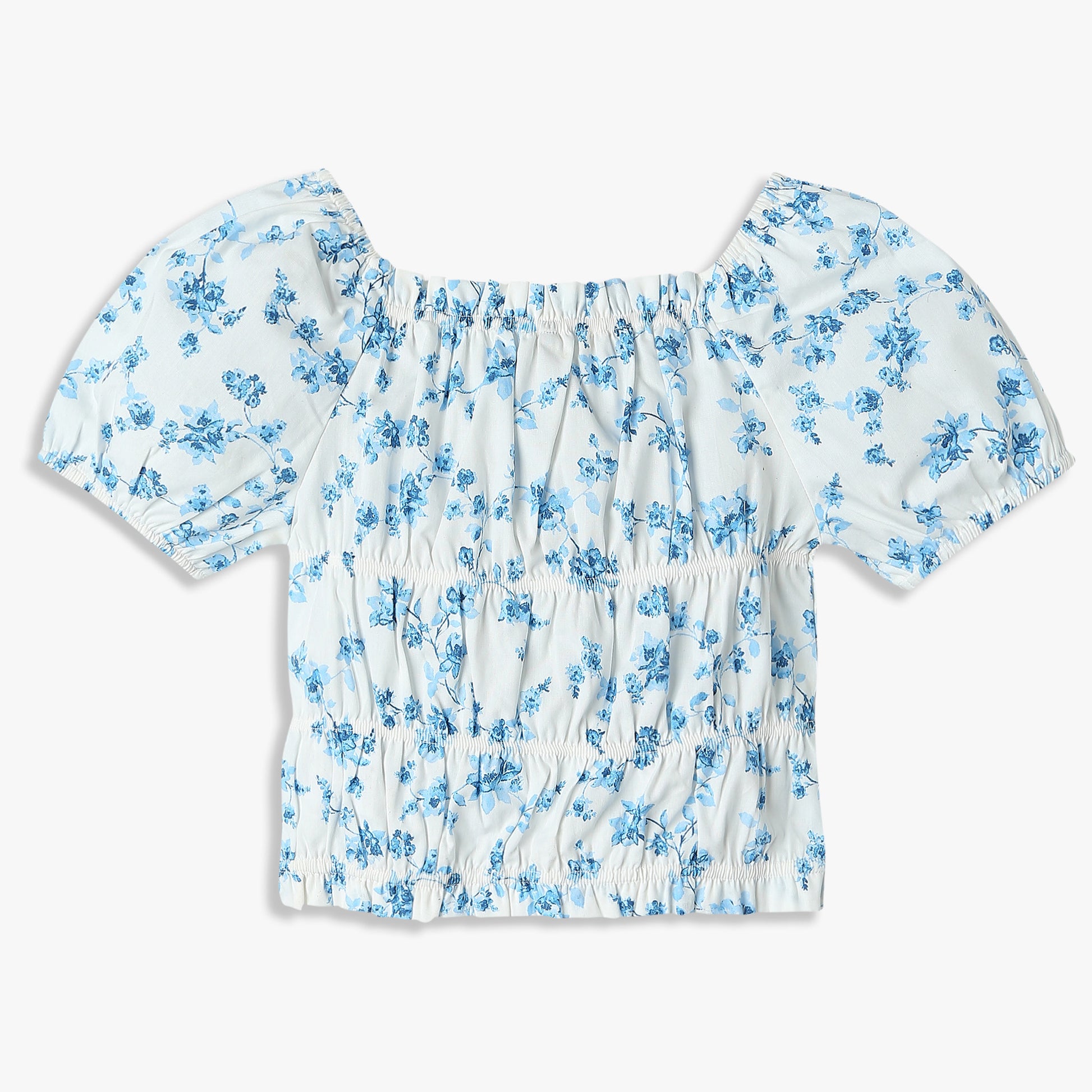 Girls Printed Square Neck Woven Top