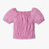 Girls Solid Ruched Square Neck Top