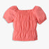 Girls Solid Ruched Square Neck Top