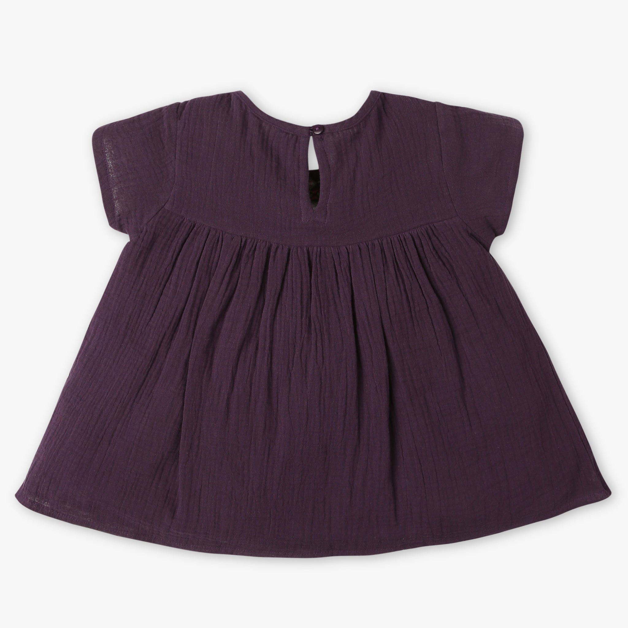 Girls Regular Fit Embroiderd Round Neck Short Sleeve Top