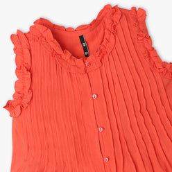 Girls Regular Fit Solid Round Neck Sleeveless Top