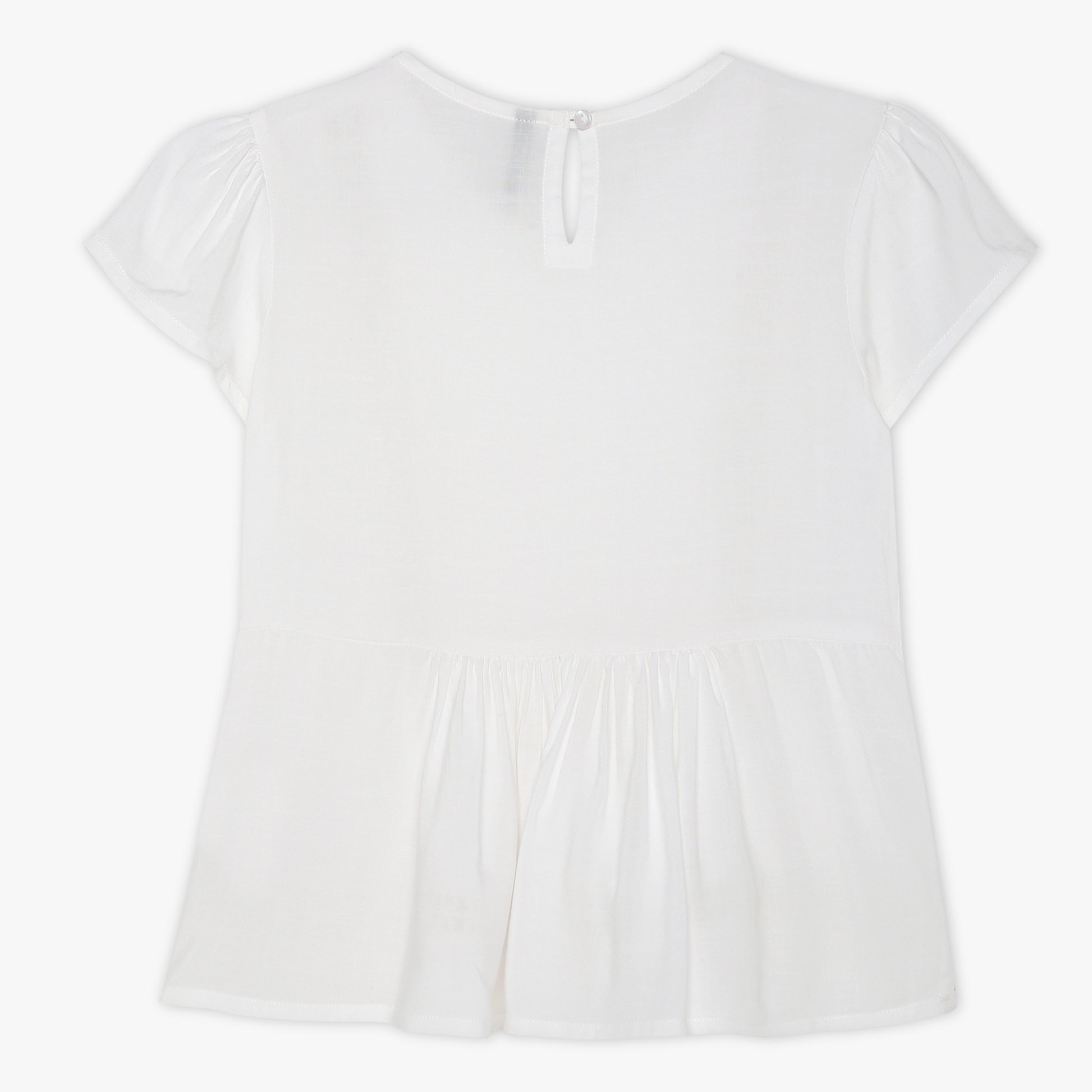 Girls Regular Fit Solid V-Neck Top