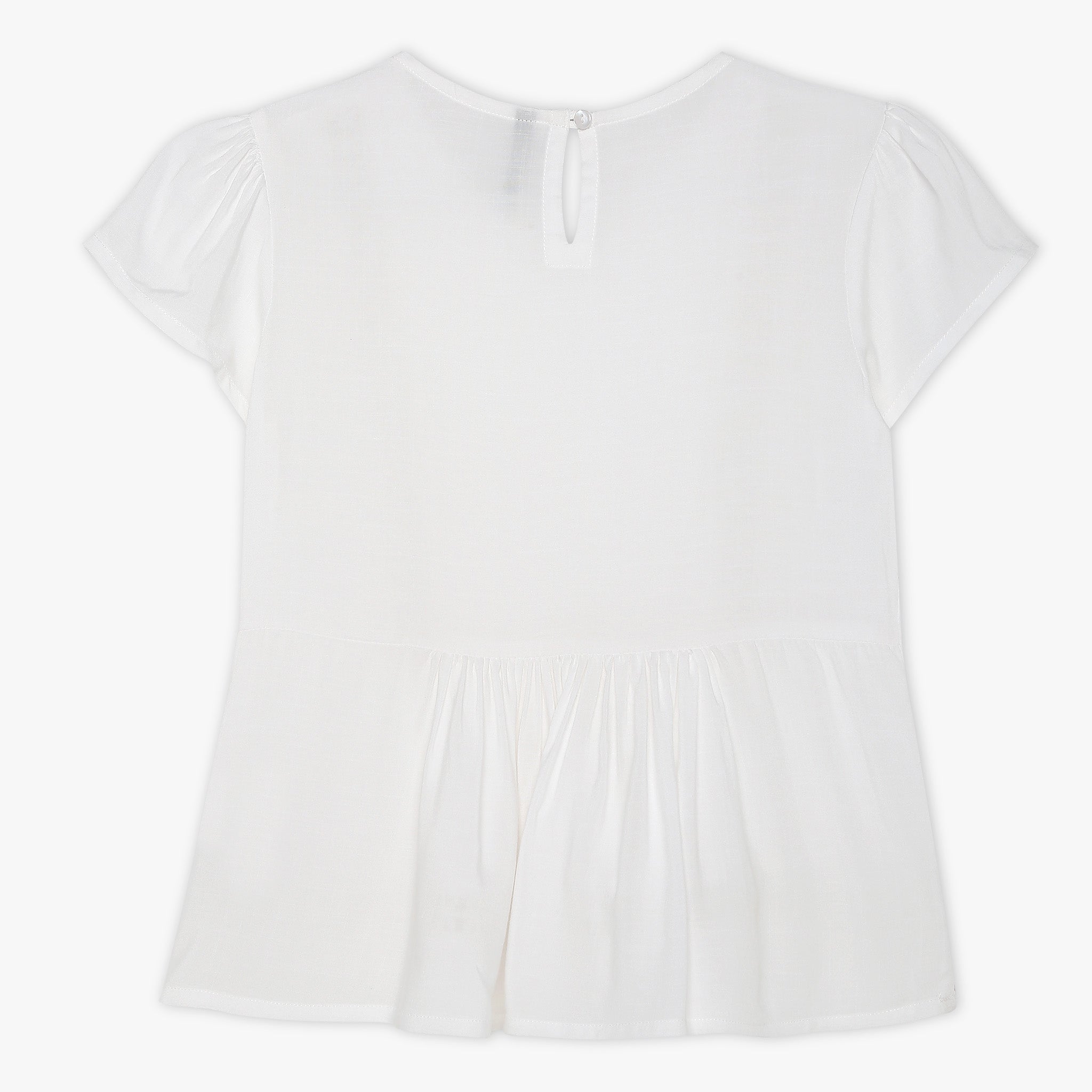 Girls Regular Fit Solid V-Neck Top